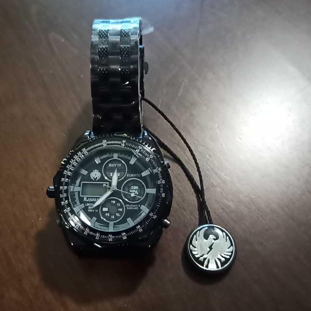 NEW Infantry Black Sport Dual Timer Watch w/Stainless Steel Band Water Resistant - Picture 2 of 6